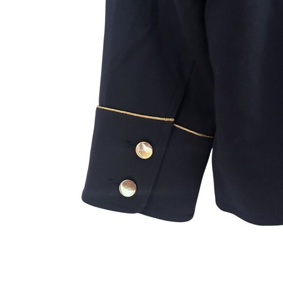 Chico’s Navy Blue Military Jacket Women’s 4/XXL Gold Button Trim Flap Pockets - Picture 6 of 10